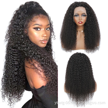 Factory Wholesale 1b# Curly Wave Wig 4x4 Lace Closure Human Hair Wigs for Black Women